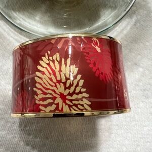 AVON Luxurious Red Pink and Gold Floral Patterned Hinge Bracelet